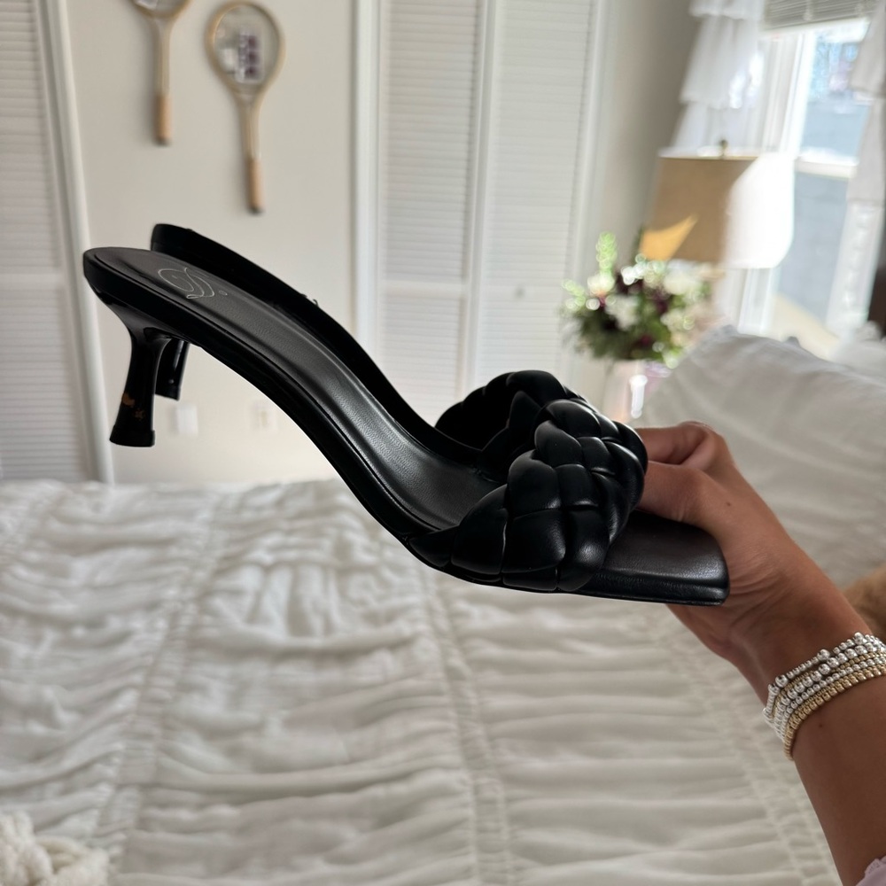 REVOLVE Black Braided Heels